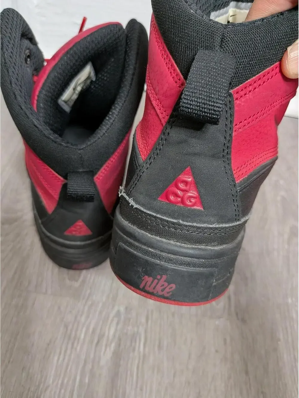 Nike Kids Red and Black Waterproof Hiking Boots